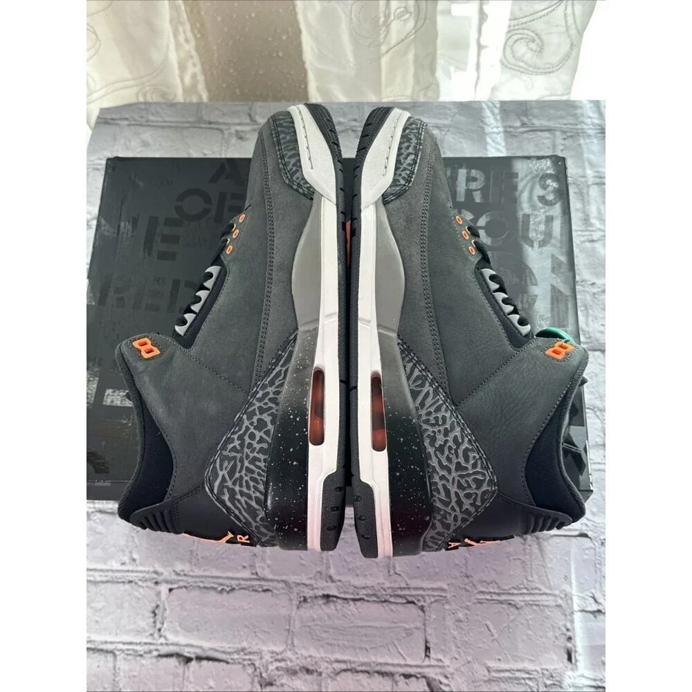 Nike Air Jordan Retro 3 Shoes Fear Pack Grey Orange OG CT8532-080 Mens Size 11